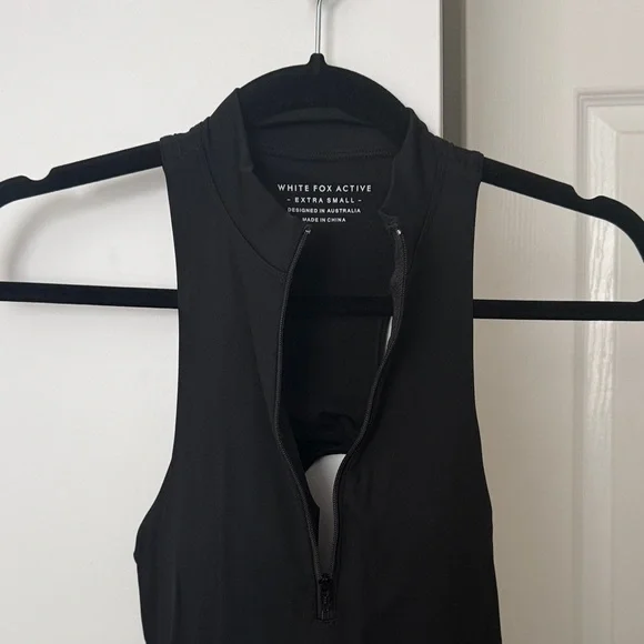 White Fox Boutique Black Sleeveless Zip-Front Jumpsuit Romper - Picture 2 of 5